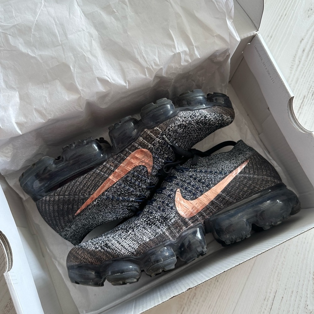 Nike Black and Copper Air VaporMax Flyknit Sneakers